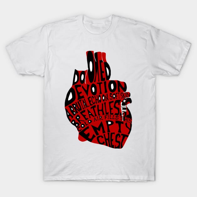 doomed devotion anatomical heart T-Shirt by somatosis